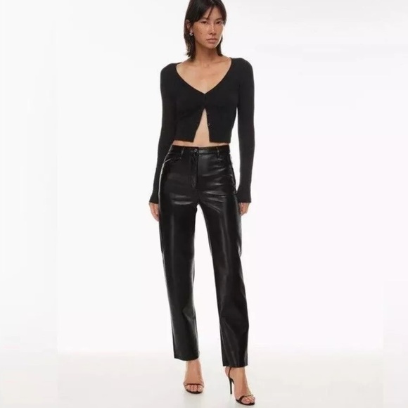Artizia Wilfred black Melina faux leather jeans pants Fall gothic 12 - Picture 1 of 12